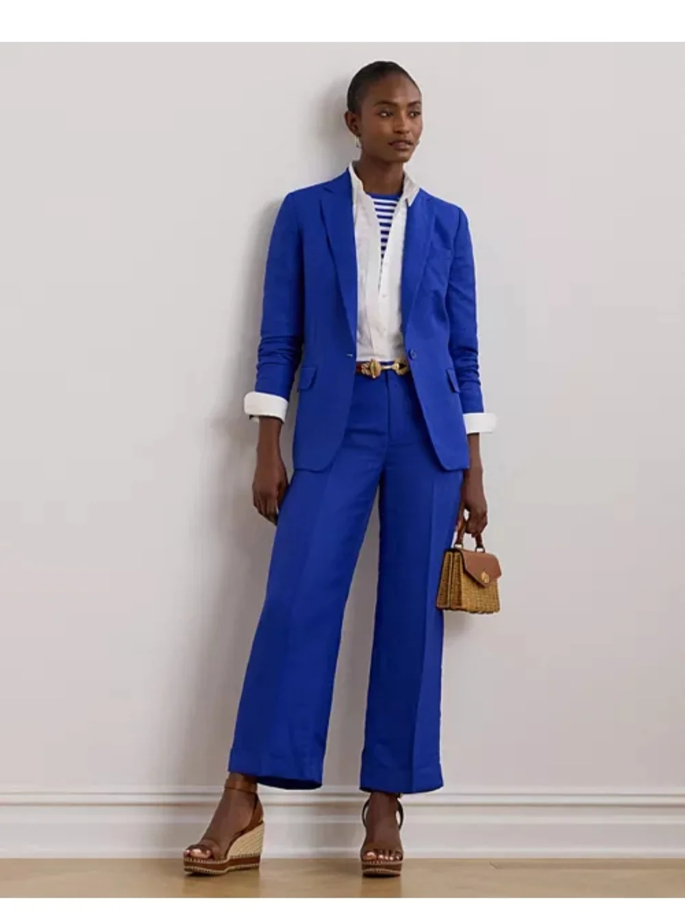 Lauren Ralph Lauren Women's Linen Blend Twill Blazer Blue Size 16 NWT - Picture 2 of 16